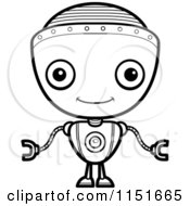 Poster, Art Print Of Black And White Friendly Robot Boy Facing Forward