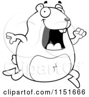 Cartoon Clipart Of A Black And White Hyper Hamster Running Vector Outlined Coloring Page