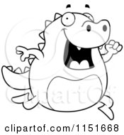 Cartoon Clipart Of A Black And White Lizard Running Vector Outlined Coloring Page