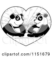 Poster, Art Print Of Black And White Panda Couple In A Heart