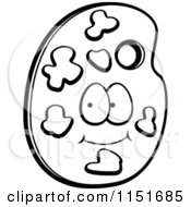 Cartoon Clipart Of A Black And White Art Palette Vector Outlined Coloring Page