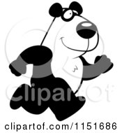 Cartoon Clipart Of A Black And White Panda Running Vector Outlined Coloring Page