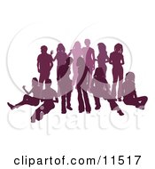 Poster, Art Print Of Purple Group Of Silhouetted People Hanging Out In A Crowd