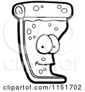 Cartoon Clipart Of A Black And White Pizza Slice Mascot Vector Outlined Coloring Page by Cory Thoman