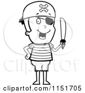 Poster, Art Print Of Black And White Pirate Boy Holding A Sword And Wearing An Eye Patch
