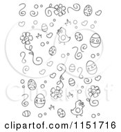Cartoon Clipart Of A Black And White Easter Pattern Vector Outlined Coloring Page