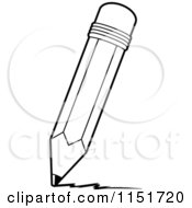 Cartoon Clipart Of A Black And White Pencil Writing Vector Outlined Coloring Page by Cory Thoman