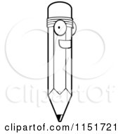 Cartoon Clipart Of A Black And White Pencil Mascot Vector Outlined Coloring Page by Cory Thoman