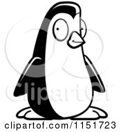 Cartoon Clipart Of A Black And White Penguin Vector Outlined Coloring Page