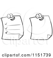 Cartoon Clipart Of Black And White Papers Vector Outlined Coloring Page