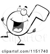 Poster, Art Print Of Black And White Happy Dancing Music Note
