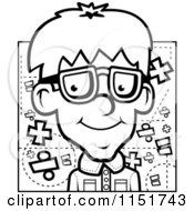 Cartoon Clipart Of A Black And White Nerdy Boy Vector Outlined Coloring Page