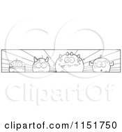Cartoon Clipart Of A Black And White Border Of Round Monsters Vector Outlined Coloring Page