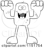 Poster, Art Print Of Black And White Blocky Monster With Fists