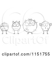 Cartoon Clipart Of A Black And White Row Of Monsters Vector Outlined Coloring Page