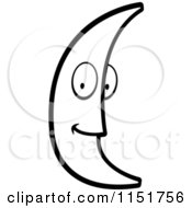 Cartoon Clipart Of A Black And White Crescent Moon Mascot Vector Outlined Coloring Page by Cory Thoman
