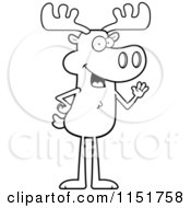 Poster, Art Print Of Black And White Standing Friendly Moose Waving