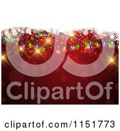 Clipart Of A Red Bokeh Background With Christmas Lights And Snowflakes Royalty Free Vector Illustration by KJ Pargeter