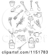 Poster, Art Print Of Outlined Garden Tools