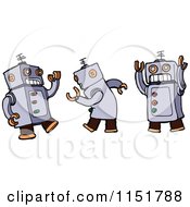 Cartoon Of Dancing Robots Royalty Free Vector Illustration by lineartestpilot