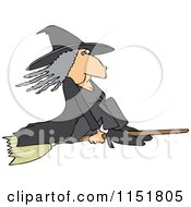 Cartoon Of A Witch Flying On A Broomstick Royalty Free Vector Illustration