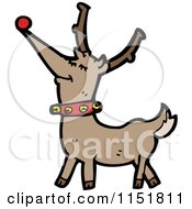Cartoon Of A Red Nosed Reindeer Royalty Free Vector Illustration
