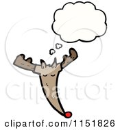 Cartoon Of A Thinking Christmas Reindeer Head Royalty Free Vector Illustration