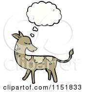 Cartoon Of A Thinking Christmas Reindeer Royalty Free Vector Illustration by lineartestpilot