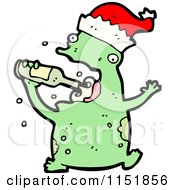 Cartoon Of A Drinking Christmas Frog Royalty Free Vector Illustration