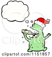 Cartoon Of A Thinking Christmas Frog Royalty Free Vector Illustration
