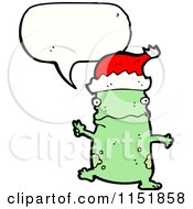 Cartoon Of A Talking Christmas Frog Royalty Free Vector Illustration