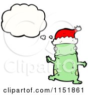 Cartoon Of A Thinking Christmas Frog Royalty Free Vector Illustration