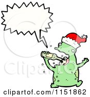 Cartoon Of A Talking Christmas Frog Royalty Free Vector Illustration