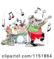 Santa An Elf And Reindeer In A Rock And Roll Christmas Band