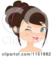 Poster, Art Print Of Young Brunette Woman Winking