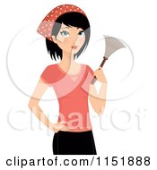 Clipart Of A Cleaning Woman Holding A Duster Royalty Free Vector Illustration by Melisende Vector #COLLC1151888-0068