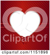Poster, Art Print Of Heart Frame With A Ribbon Over Red Stripes