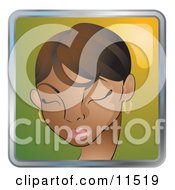 People Internet Messenger Avatar Of A Pretty African American Woman With Her Eyes Closed Clipart Illustration