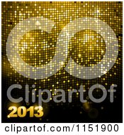Clipart Of A 3d Gold New Year 2013 Over Sparkly Mosaic Royalty Free Vector Illustration by elaineitalia