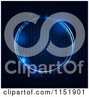 Clipart Of A Glowing Blue Circle With Mesh Metal Royalty Free Vector Illustration