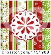 Clipart Of A Paper Snowflake And Ribbon Over Scrapbooking Papers Royalty Free Vector Illustration
