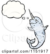 Cartoon Of A Thinking Narwhal Royalty Free Vector Illustration by lineartestpilot