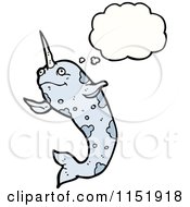 Cartoon Of A Thinking Narwhal Royalty Free Vector Illustration by lineartestpilot