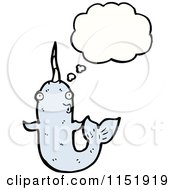Cartoon Of A Thinking Narwhal Royalty Free Vector Illustration