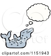 Cartoon Of A Thinking Dolphin Royalty Free Vector Illustration by lineartestpilot