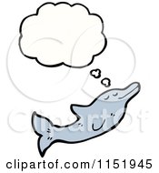Cartoon Of A Thinking Dolphin Royalty Free Vector Illustration by lineartestpilot
