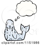 Cartoon Of A Thinking Walrus Royalty Free Vector Illustration