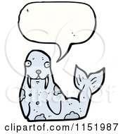 Cartoon Of A Talking Walrus Royalty Free Vector Illustration by lineartestpilot
