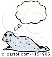 Cartoon Of A Thinking Sea Lion Royalty Free Vector Illustration
