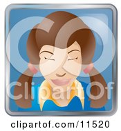 People Internet Messenger Avatar Of A Cute Brunette Woman With Her Hair In Pig Tails